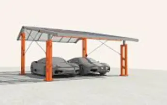 Металлический навес для автомобиля модель MNx 4 — ракурс конструкции №3 (под ключ)