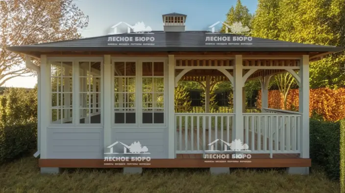 Деревянная беседка модель Bk10 — ракурс конструкции №6 (под ключ)