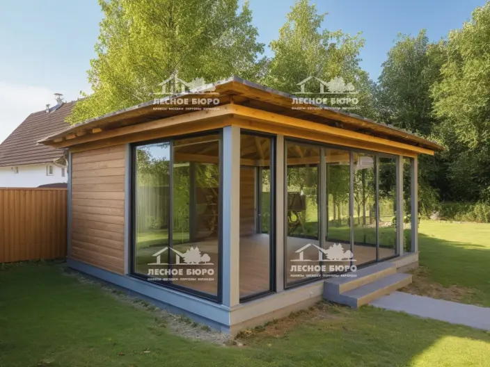 Деревянная беседка модель Bs4 — ракурс конструкции №2 (под ключ)
